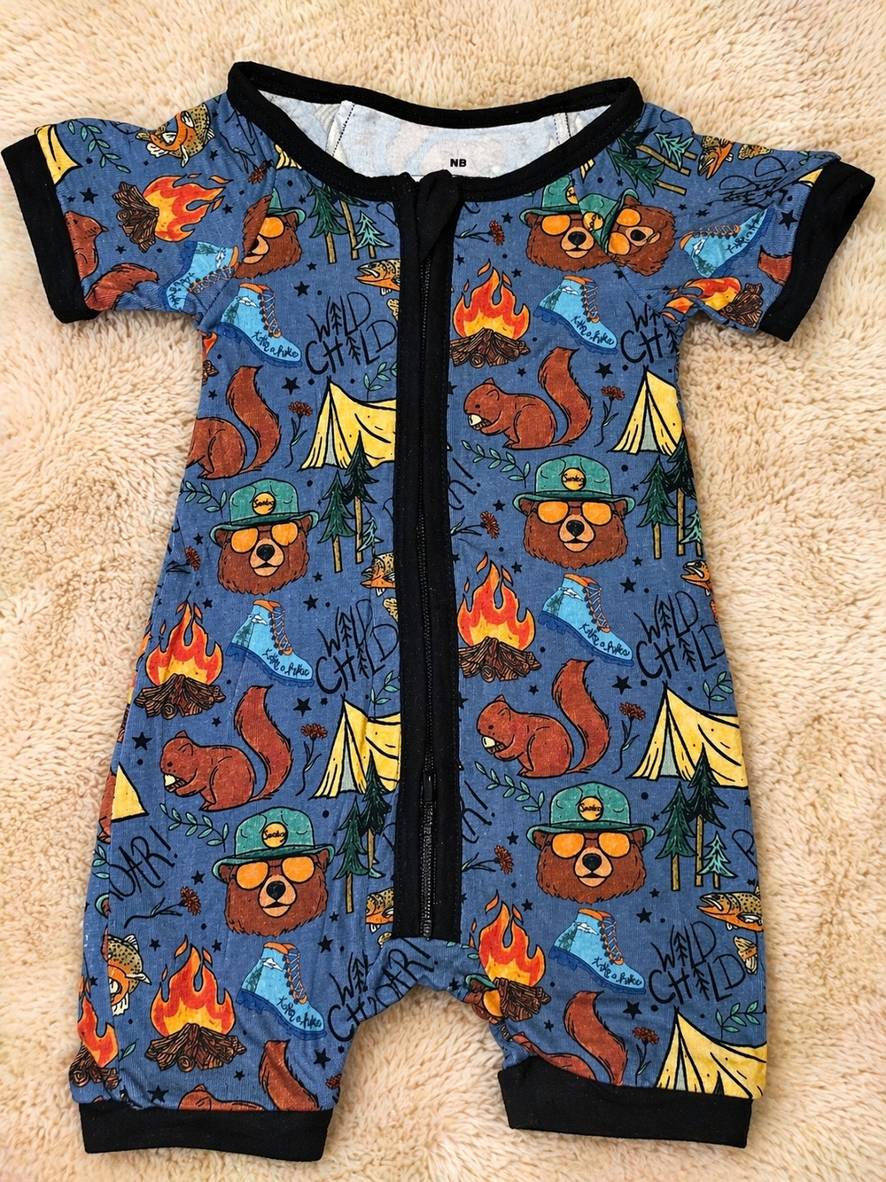 NWOT Blue Smokey The Bear Bamboo Shorty